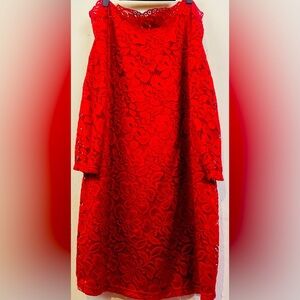 Red lace Azego off the shoulder dress. Size XXL